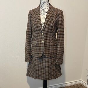 J. Crew Tan and Brown Houndstooth Blazer(size 4) and SkirtSet (skirt size 6)